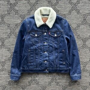 Levi's Jacket Women's Small Blue Sherpa Shearling Denim Trucker